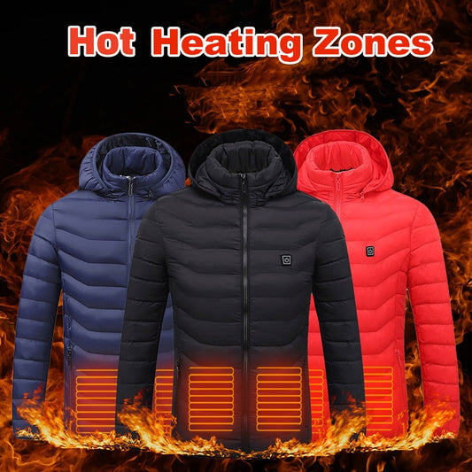 Heated Winter Jacket with USB Electric Charging Men's Clothes
